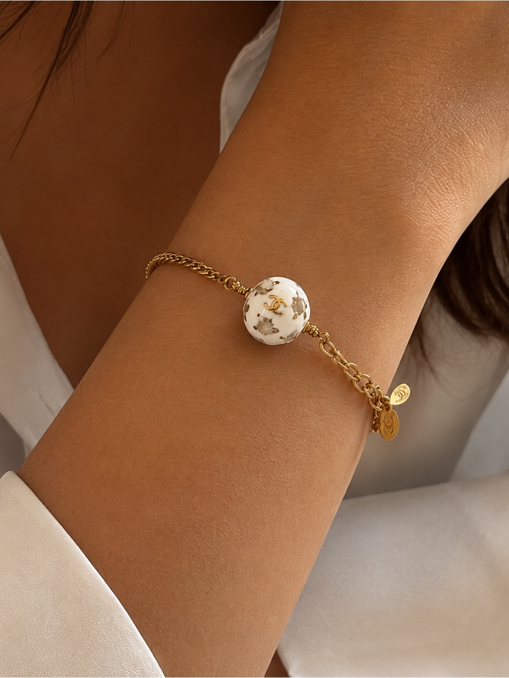 Chanel Vintage Coco Mark 98P Soccer Ball Charm Bracelet